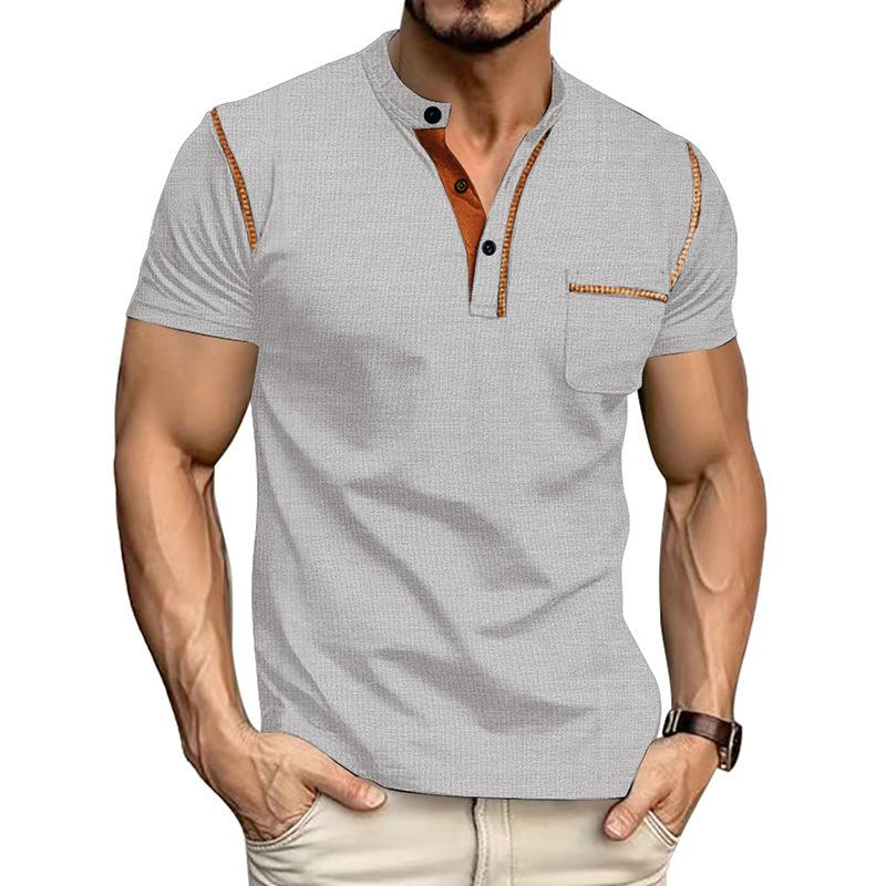 Summer Mens Polo Shirt Men Casual Holiday Shirts Male Short Sleeve Fashion Polo Shirts Men Solid Color Patchwork Tshirt