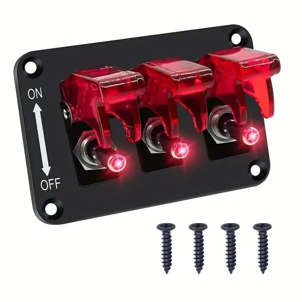 12-24V Switch Panel Racing Car Starter Lgnition Start Button Light Toggle Rocker 20A Fuse Accessories For Boat Truck Trailer RV