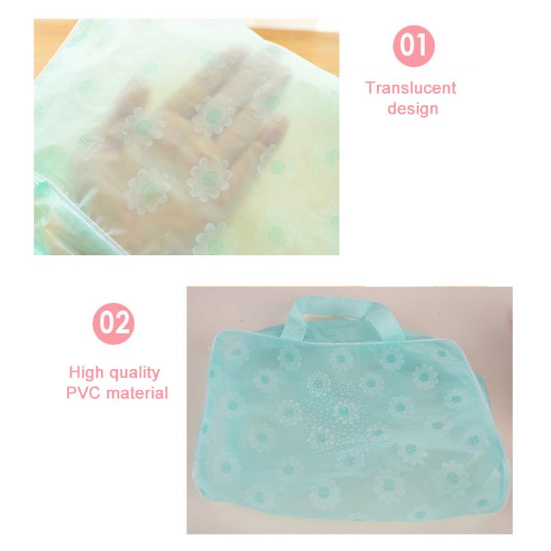 Waterproof PVC Cosmetic Storage Bag for Women Floral Transparent Wash Bag Creative Home Outing Compressed Shower Bag
