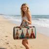 Vintage Quilted Duffel Bag Women Colorful Retro Travel Tote Floral Weekender Bag Overnight Bag for Gym Shopping