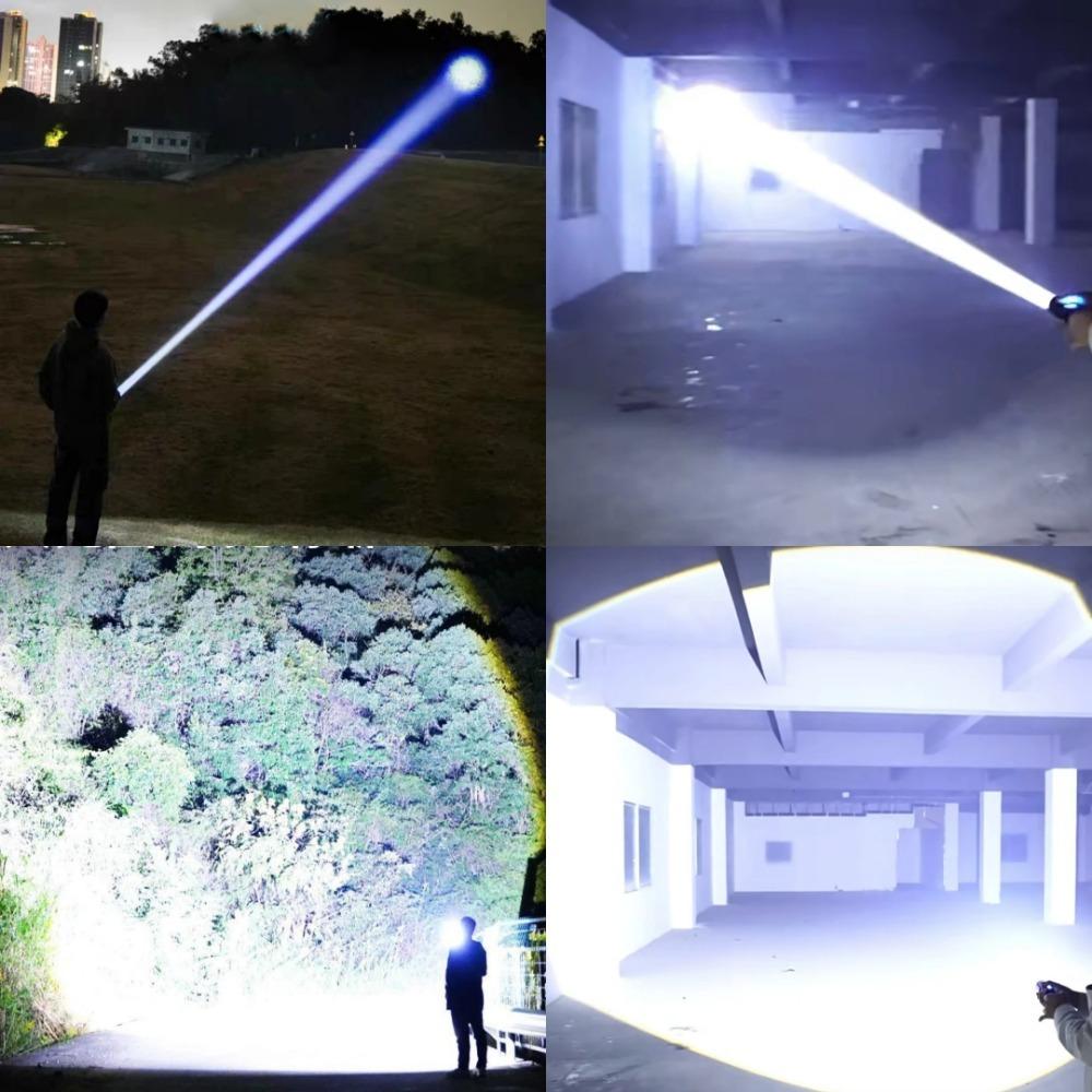 Super Large Strong Light Flashlight Charging Super Bright Laser Outdoor Spotlight Long Range LCD Display Portable and Hangable