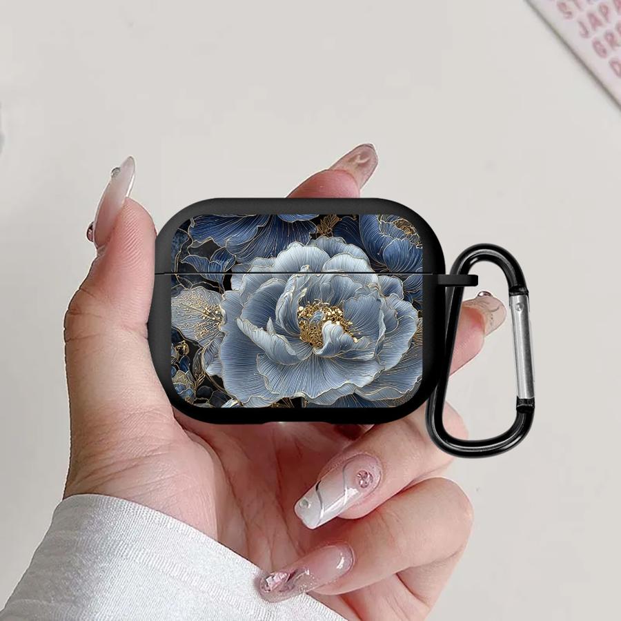 

Case For Airpods Pro3 Pro2 2 4 3 1 Pro Earphone Cases Cover Blue Peony Flower Airpods Pro 3