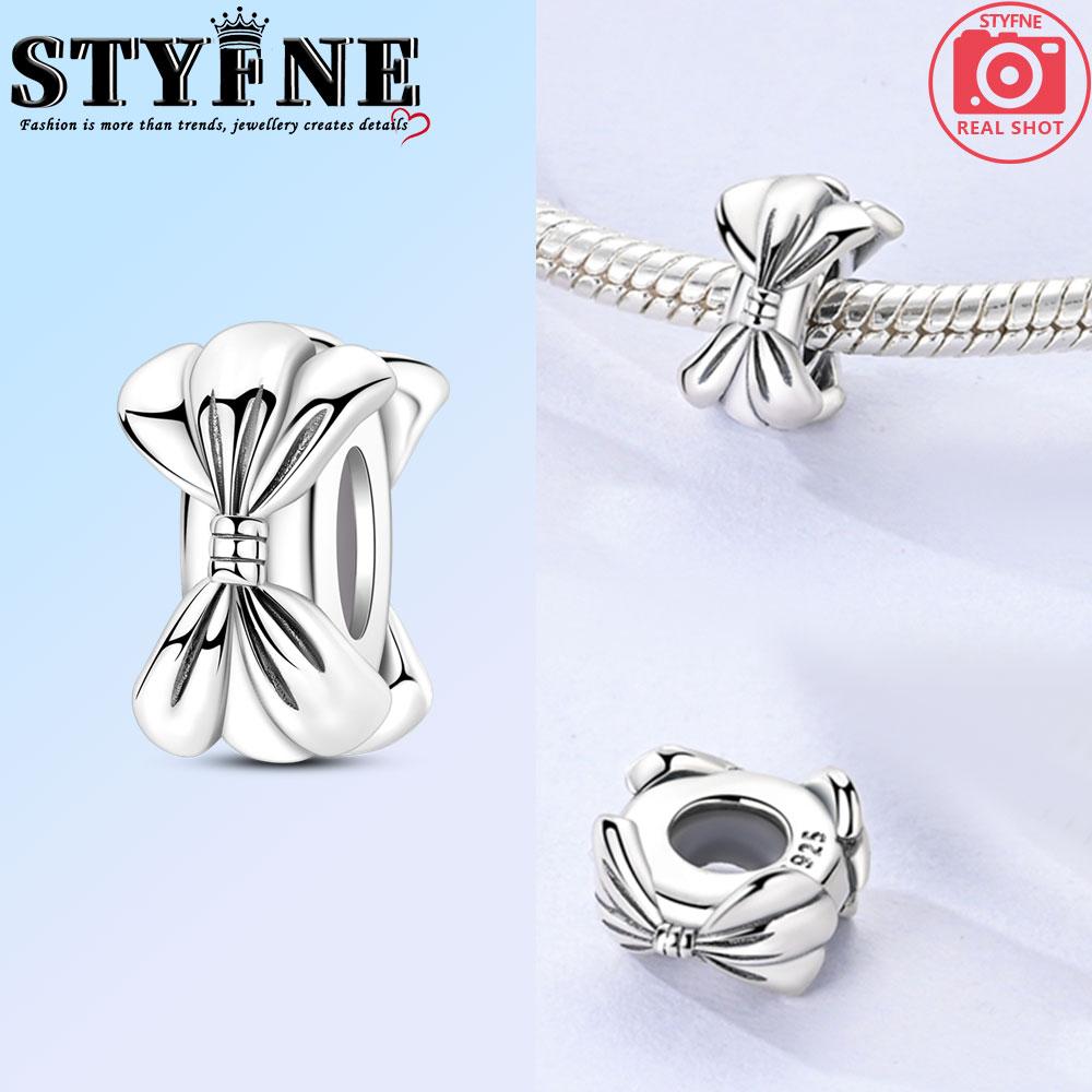 Copper Bow Charms Copper Pink Heart-Shaped Bow Pendants Charms Beads Fit Original Bangle Bracelets Diy Jewelry