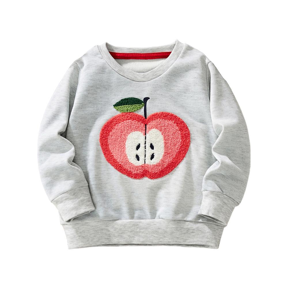 

European & American Kids Autumn/Winter Apple Cartoon Chenille Embroidered Sweatshirt 120cm