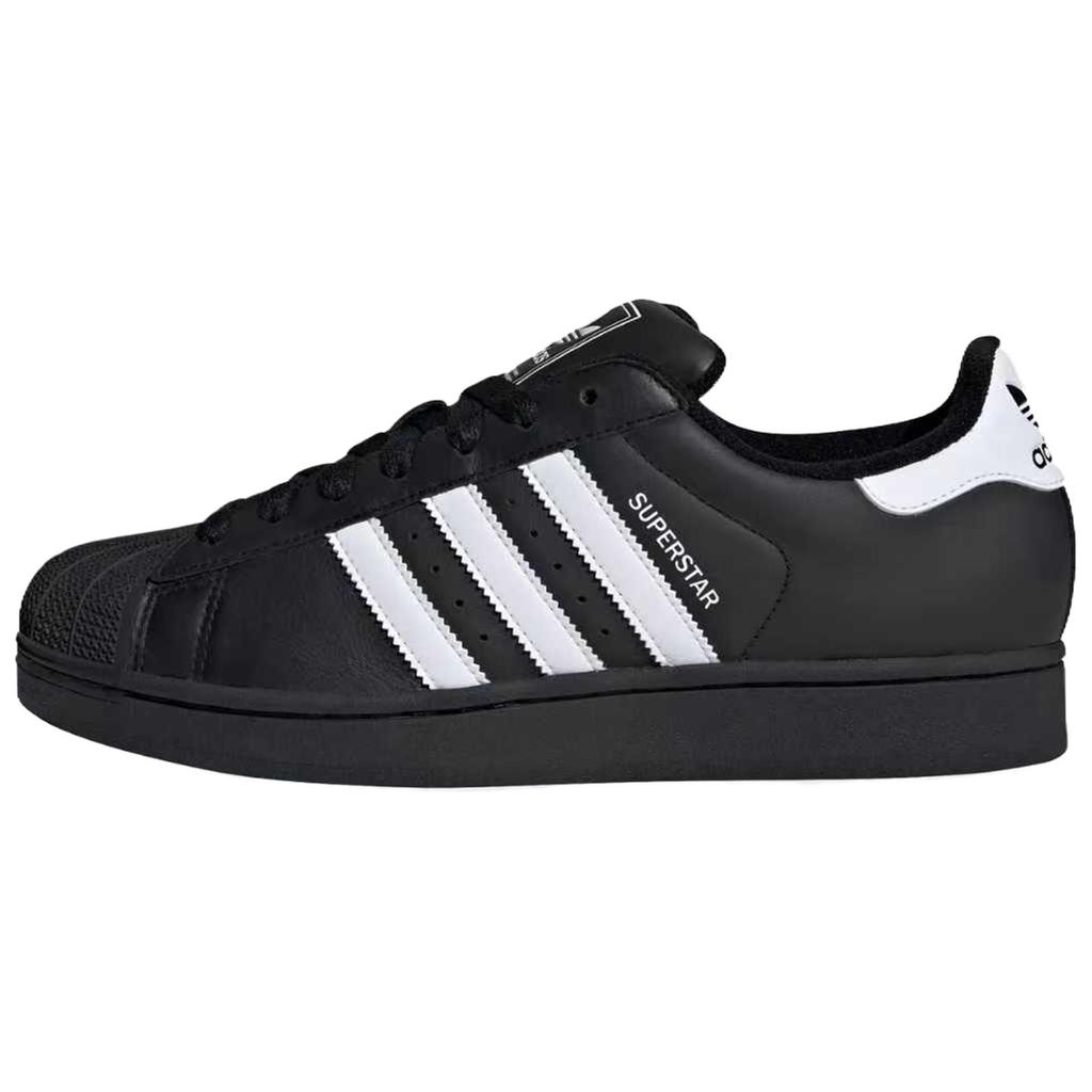 adidas Originals Superstar 2 Nyx Leather Slip Resistant Abrasion Resistant Low Top Skateboard Shoes Unisex Black JI0079(team516-)