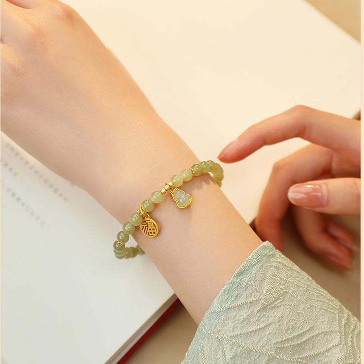 The Same Gourd Fu Brand Hetian Jade Bracelet Women'S Light Luxury High-End Temperament Niche Bracelet Versatile Hand Jewelry