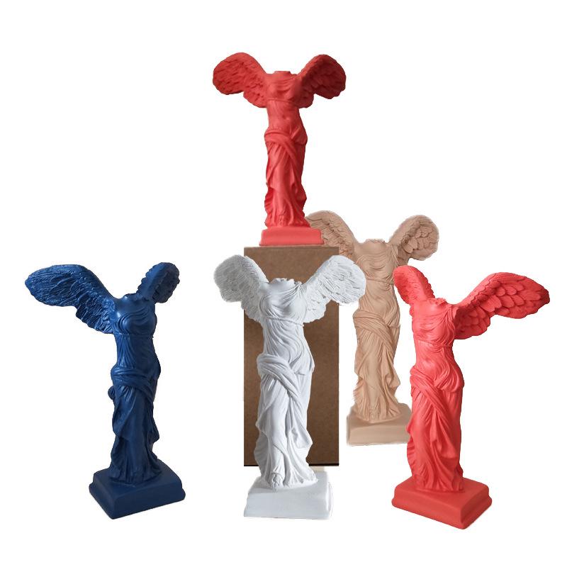 14cm Resin Victory Goddess Figurine: Nordic-Style Full Body Sculpture for Desktop Decoration