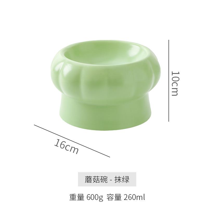 Ceramic Cat Food Bowl Cute Mushroom Shape Dog Bowl Drinking Bowl Double Bowl To Protect The Cervical Spine Pet Bowl