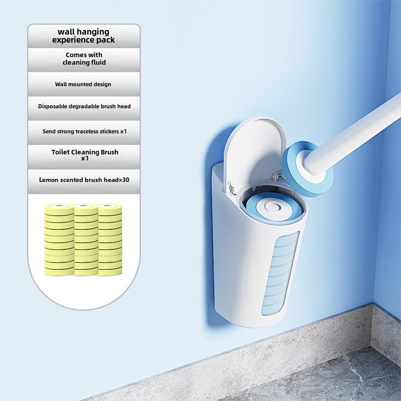 Disposable Wall-Mounted Bathroom Cleaning Brush with Replacement Heads