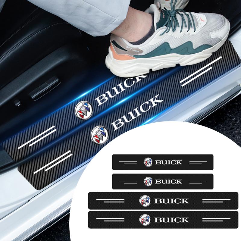 4Pcs Car Door Plate Carbon Fiber Threshold Protector Sticker Decals For Buick Regal GS GL6 GL8 Avenir Lacrosse Riviera Envision Lesabre Velite