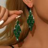 Diamond Leaf Fringed Ear Hook Heavy Industry Exaggerated Personality Earrings Light Luxury Premium Earrings Women