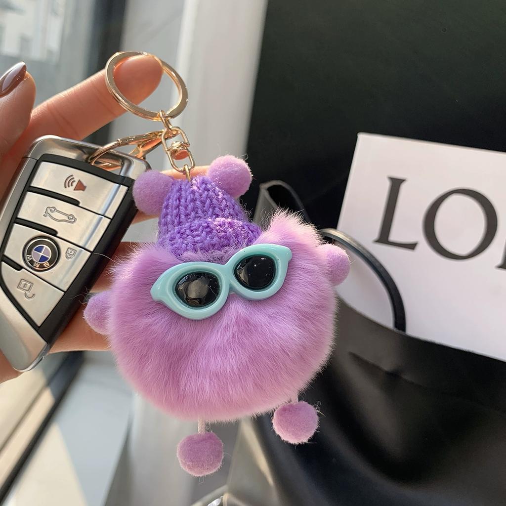 Real Rex Rabbit Hair Coal Ball Elf Ins Internet Celebrity Cute Bag Pendant Plush Doll Car Keychain Pendant
