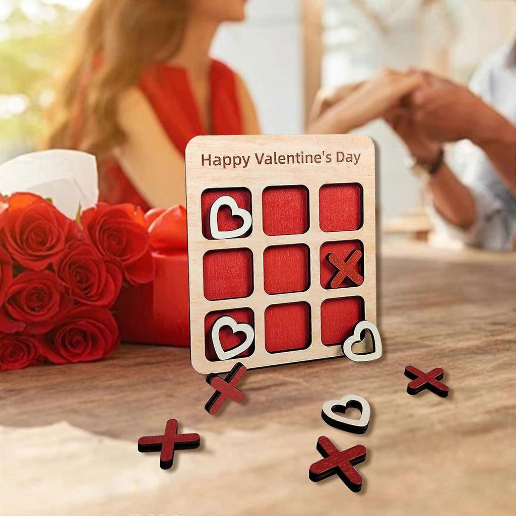 Romantics Valentines Wooden Board Game for Valentines Day Date Night Couples Gift Portable Entertainment Multicolor