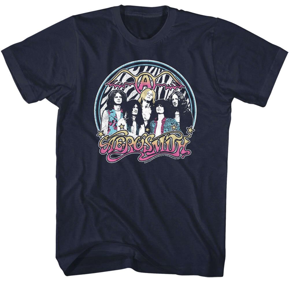 Aerosmith Neon Zebra Stripes Men T Shirt Rock Band Photo Album Tour Merch S