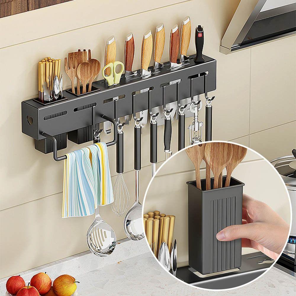 

Black Kitchenware Hanger Stainless Steel Fork Holder Portable Kitchenware Storage Rack Household
