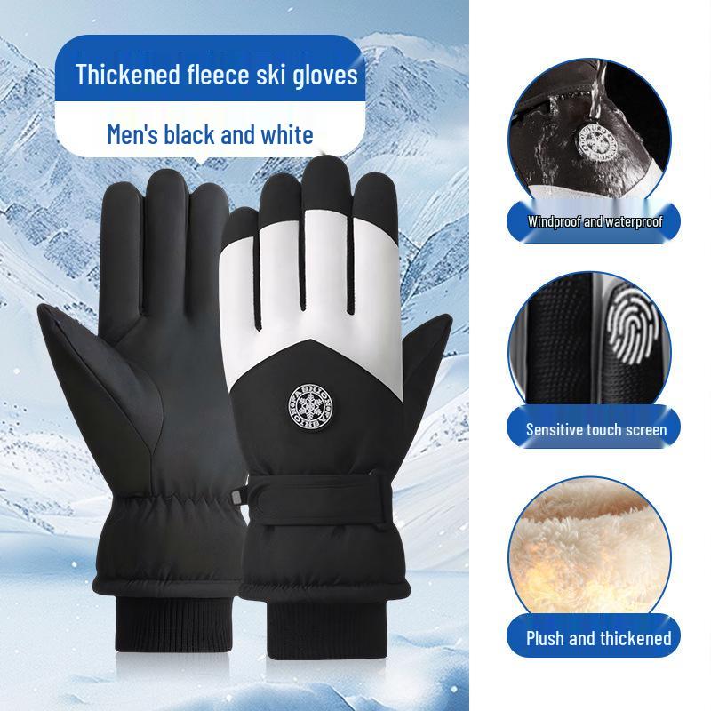 

Windproof Waterproof Touchscreen Winter Gloves - Velvet-Lined for Outdoor Riding One Size