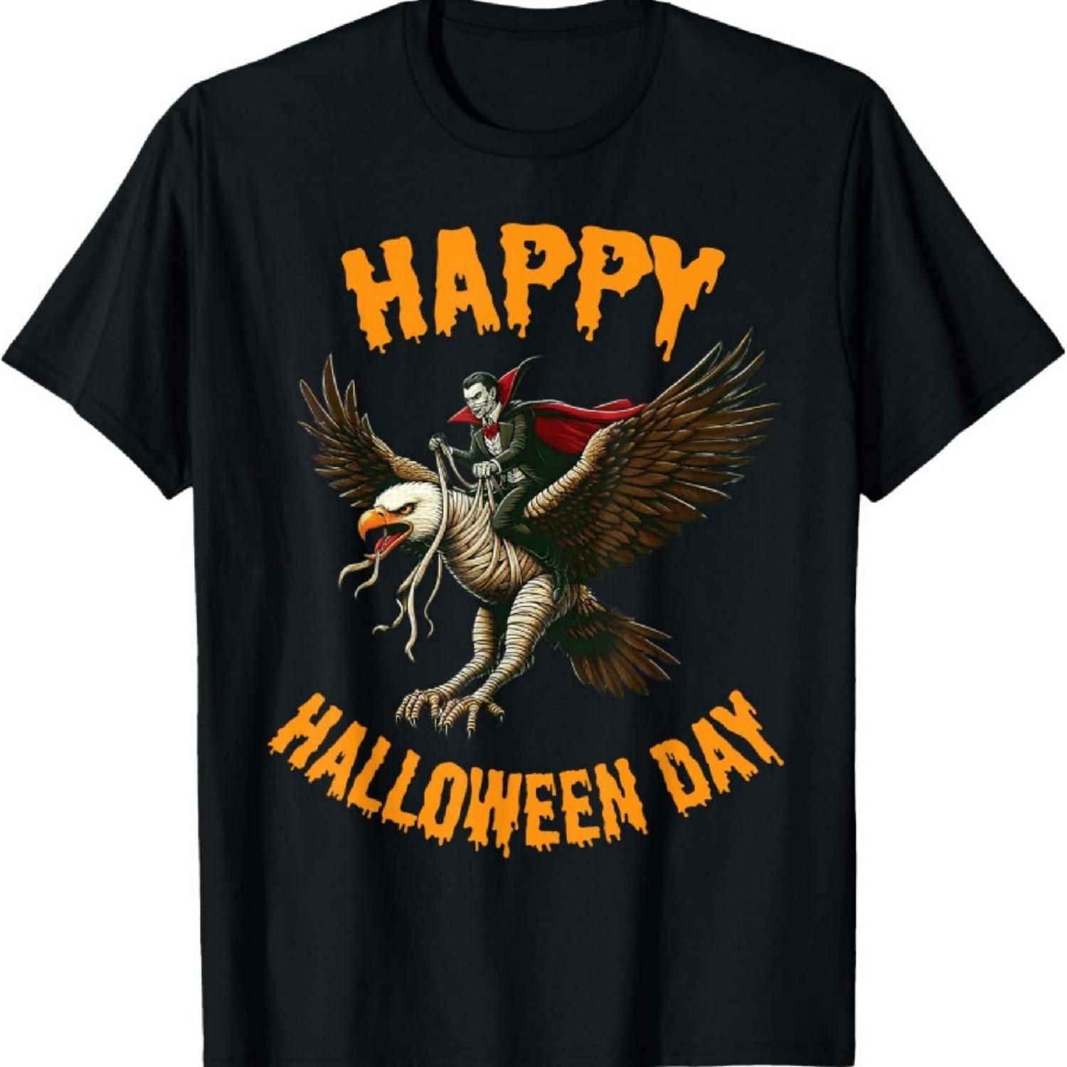 

Dracula Riding a Mummy Eagle Happy Halloween Animals Lover T-Shirt XXXXXL чорний