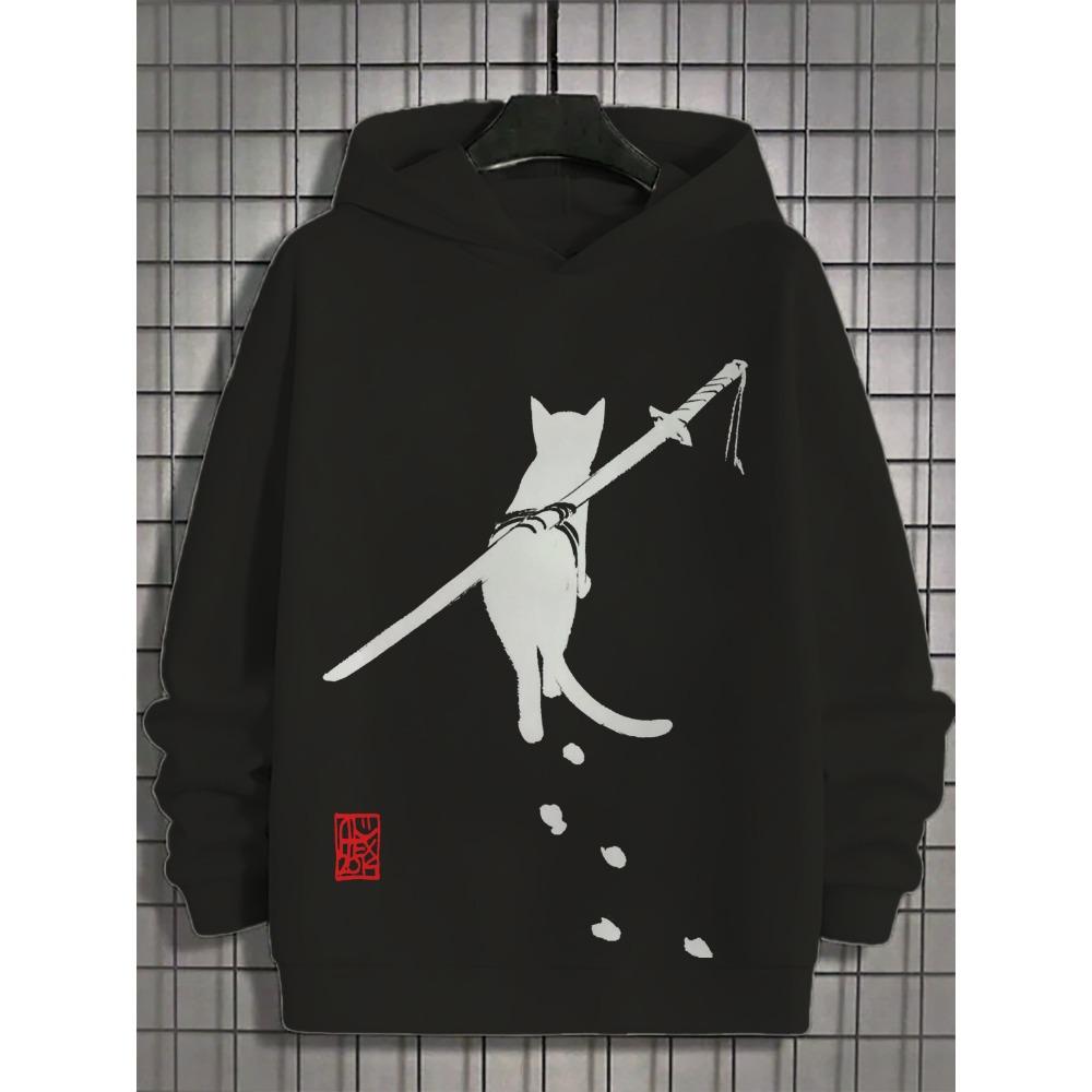 Japan Samurai Print Men's Hoodies Hip Hop Trend Street Clothes Fashion Autumn and Winter Sweatshirts Casual Pullover Loose Tops