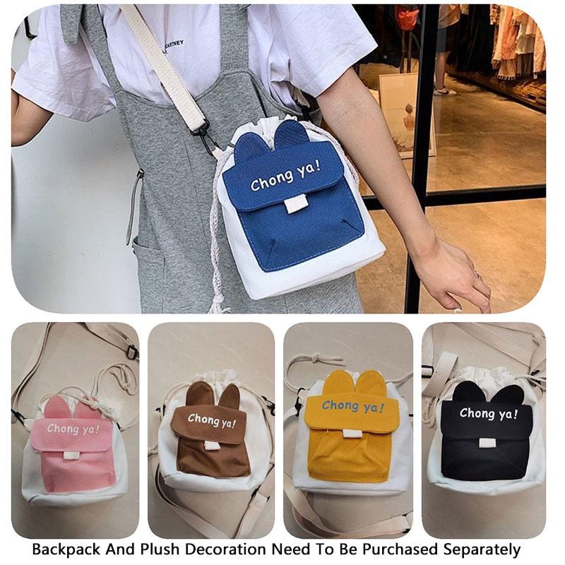 Stylish Canvas Shoulder Bag With Cute Rabbit And Carrot Pins Available In Multiple Colors