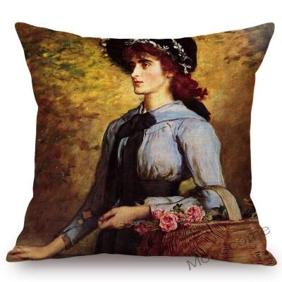 Famous Painting John Everett Millais The Blind Girl Ophelia Victoria Era Art Throw Pillow Case Pre-Raphaelite Sofa Cushion Cover
