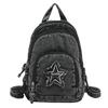Bolso de Pecho de Mezclilla Gran Capacidad Bolso Cruzado para Mujer Viajero Múltiples Compartimentos Mochila de Estrella de Cinco Puntas