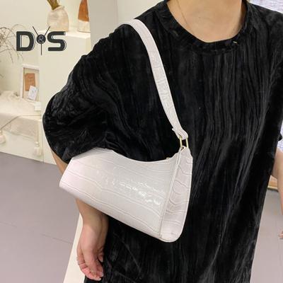 Strukturierte einzelne Schultertasche für Damen, Kunstleder, großes Fassungsvermögen, einfarbig, lässig, mit Reißverschluss, für Damen und Mädchen, Hobo-Handtasche, Tragetasche