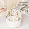 Rotating Desk Organizer: Plastic Pen Holder & Makeup Brush Storage