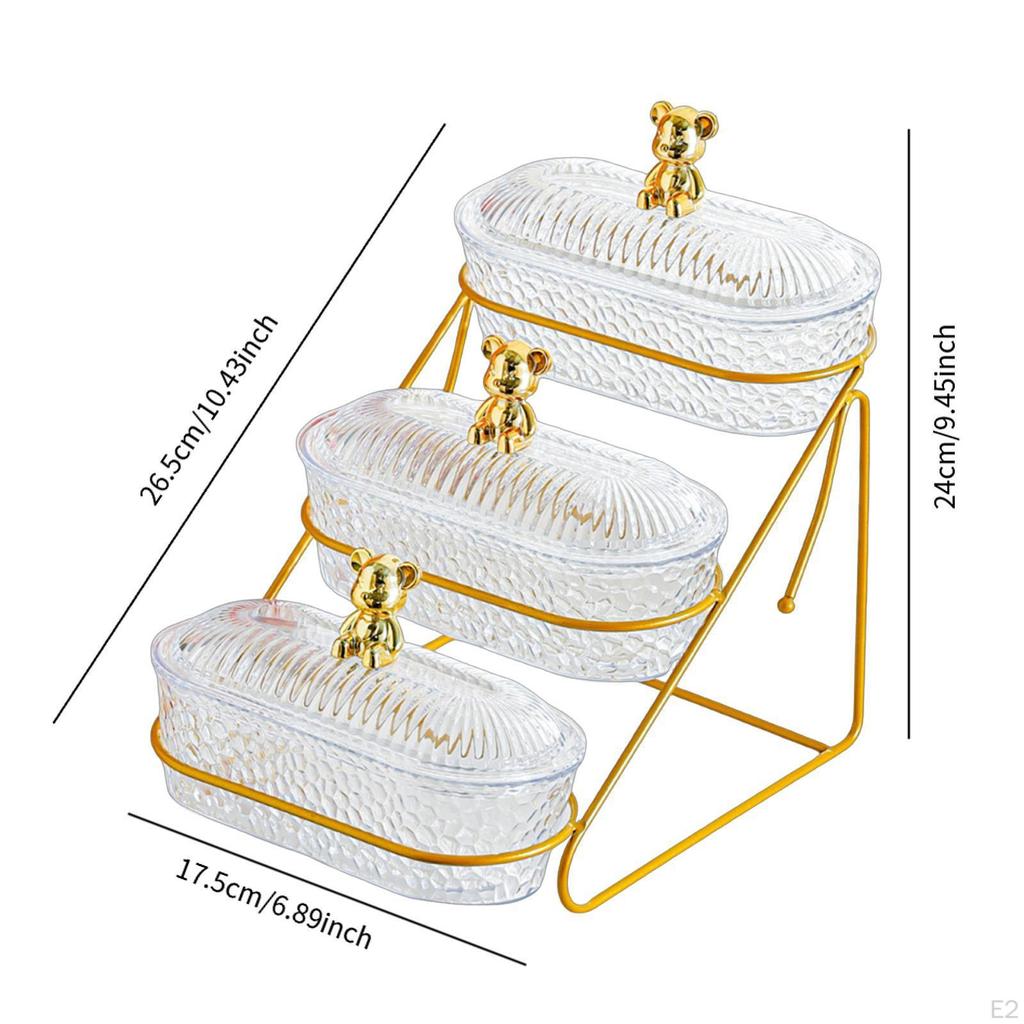 Fruit Basket Bowl Fruits Holder 3 Tier Versatile with Metal Stand Serving Tray for