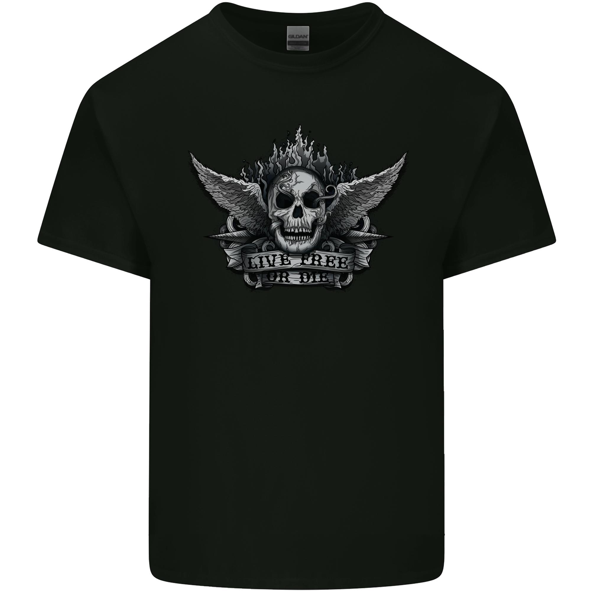 Skull Live Free or Die Unisexs Light Cotton TShirt S