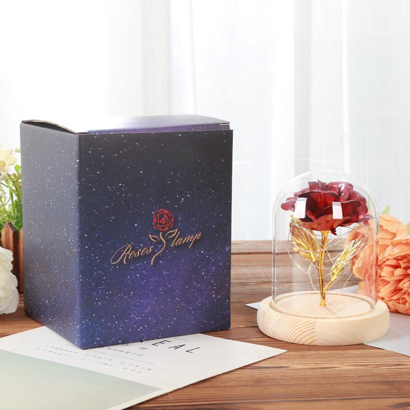 Small 11K glass cover gold foil roses, Christmas and Valentine's Day gifts, creative simulated flower small gifts