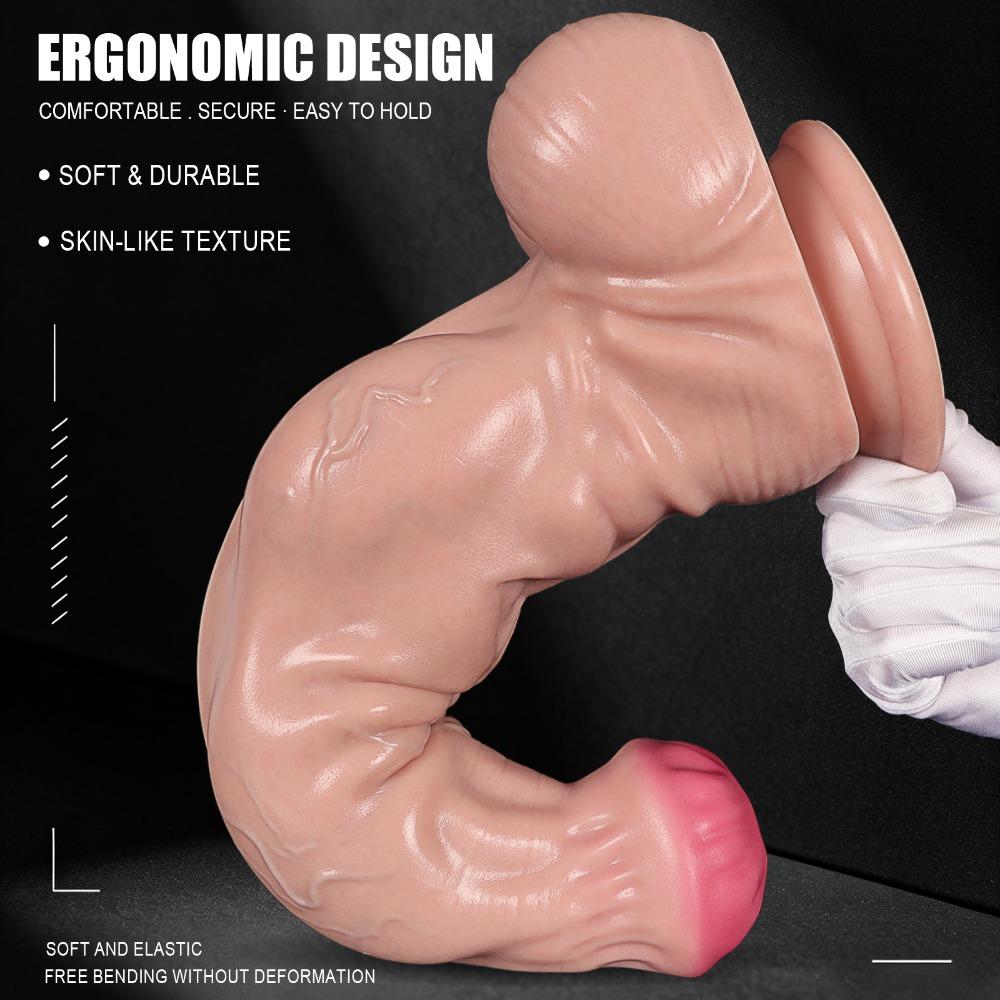 Jumbo Super Miękki Silikonowy Realistyczny Dildo - Gruba Rozciągliwa Zabawka Seksualna dla Dorosłych Unisex, Par, Początkujących i Zaawansowanych, Bezpieczny dla Ciała