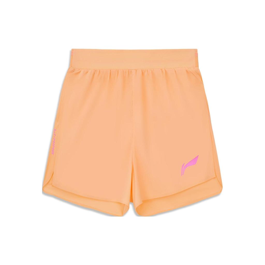 Li-Ning Running Series Solid Color Logo Mid-Waist Sports Shorts Women Bottoms Candy-Orange AKSU004-3