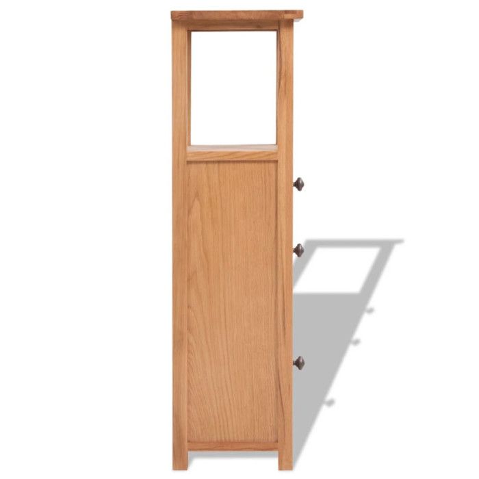 Étagère d'angle en bois de chêne massif - VidaXL - 26 x 26 x 94 cm - 2 tiroirs coulissants