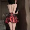 Sexy, shiny, gilded red erotic lingerie dress, women's nightclub uniform, seductive bareback suit 8996