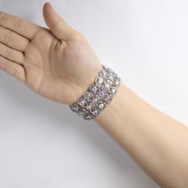 Oval Versatile Diamond Jewelry Round Full Diamond Bracelet Crystal Elastic Handmade 8-Character Bracelet Women