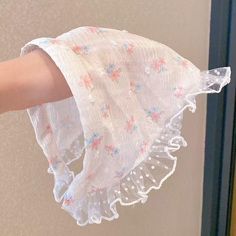 Pastoral French Lace Triangle Hair Scarf and Headband for Spring Outings