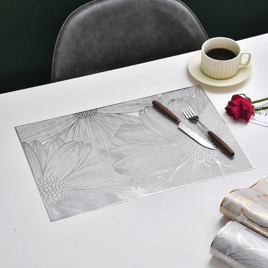 PVC Placemats Creative Hollow Square Flower Coaster for Table Protection Heat Resistant Wear-Resistant Dining Mat Versatile Home Decor