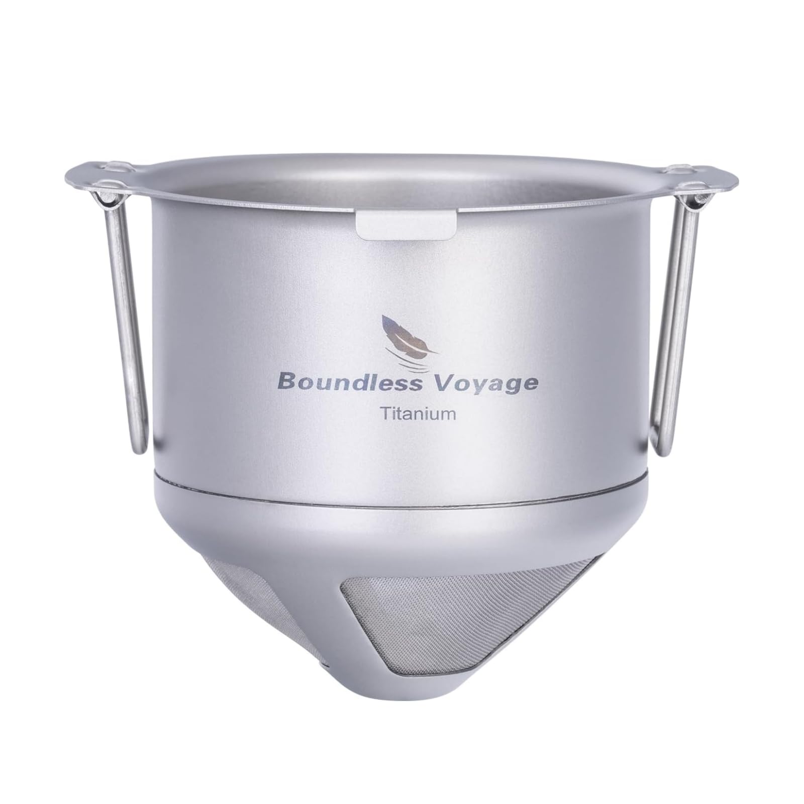 Boundless Voyage Titanium Coffee Dripper - No Paper Filters Needed - Coffee Filter Holder - 1-4 Cup Capacity - Paperless Coffee Drip - Mesh Filter - L