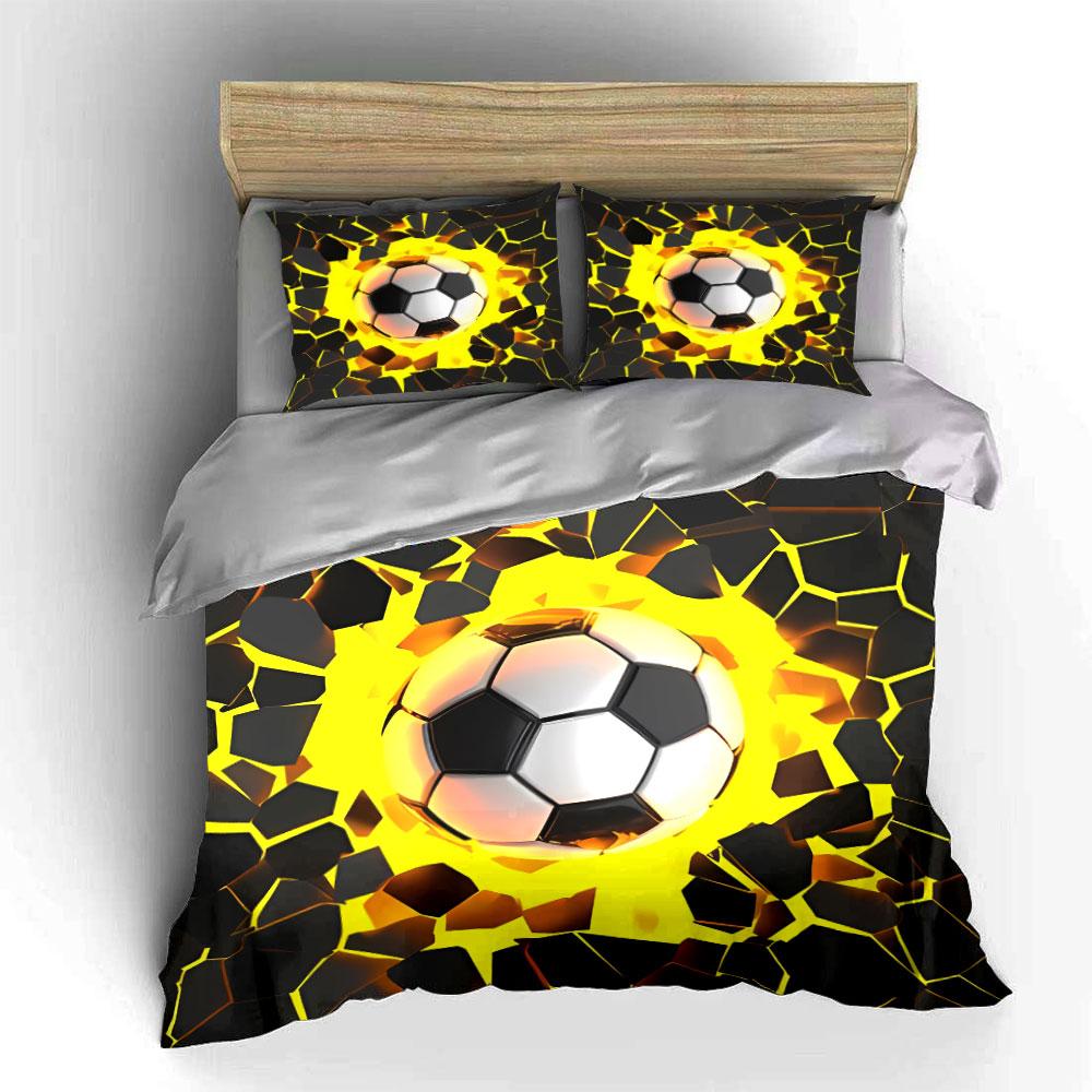 Soccer Themed 3-Piece Set Multiple Sizes Kid'S And Adults' Bedroom Exquisite 3Pc Bedding Set, Gift