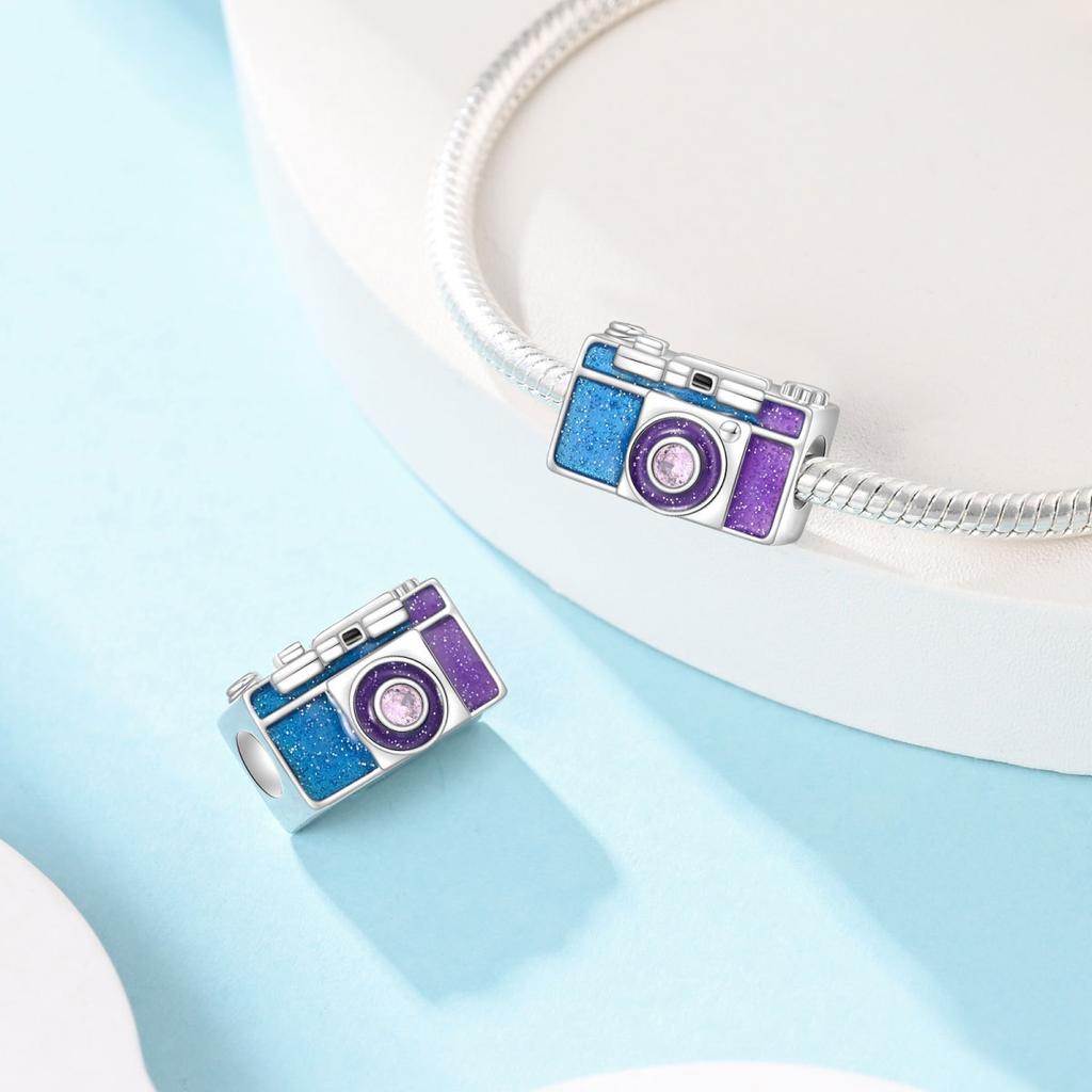 Glamour Jewelry Suitcase Camera Beaded Silver Plated Diy Accessories For Bracelets Necklace Women