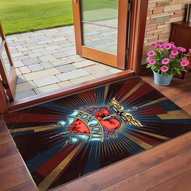 Bon Jovi Print Crystal Velvet Plush Rug Wear?Resistant Anti?Slip Floor Mat For Indoor Household Decoration