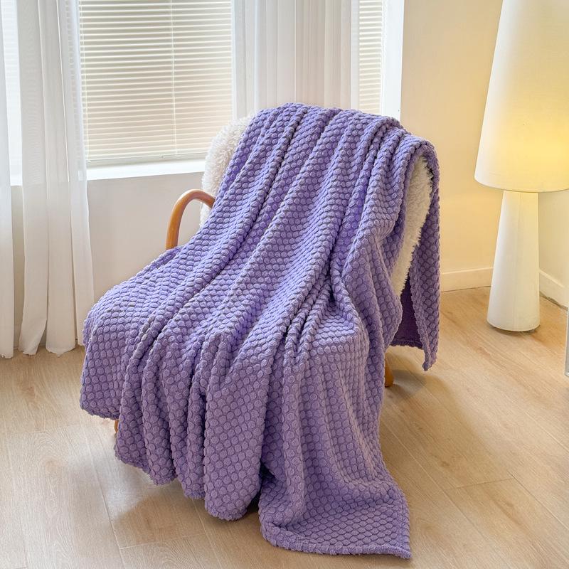 Four Seasons Flannel Jacquard Dotted Velvet Sofa Blanket