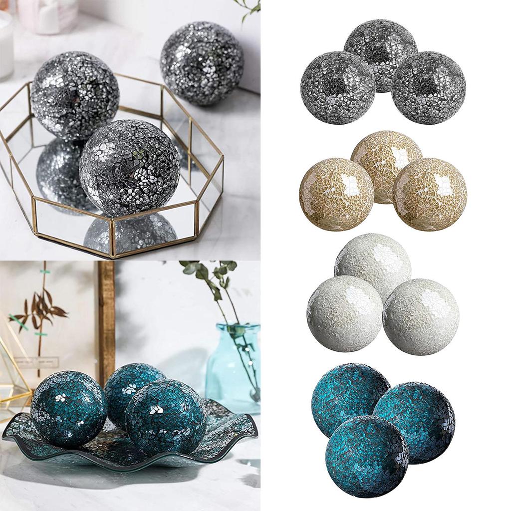 Housewares Decorative Balls Set of 3 Glass Mosaic Sphere Ball Coffee Bar Hotel Dining Table Decor Ornaments