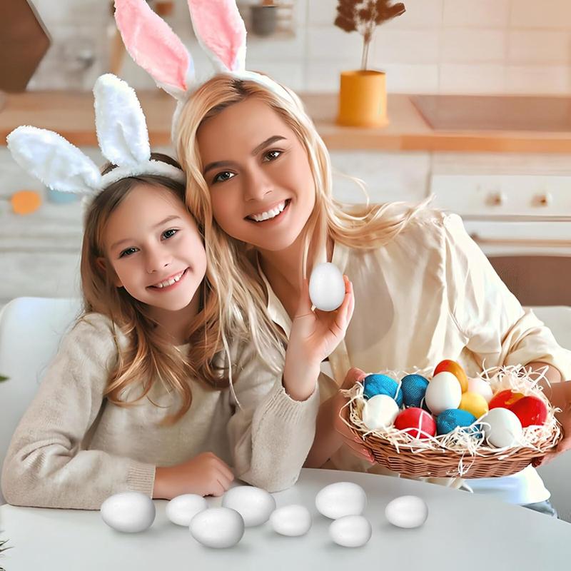 20pcs White Foam Eggs Easter DIY Painting Craft Fake Styrofoam Egg Easter Home Decoration Supplies Kids Favors Toy Gifts
