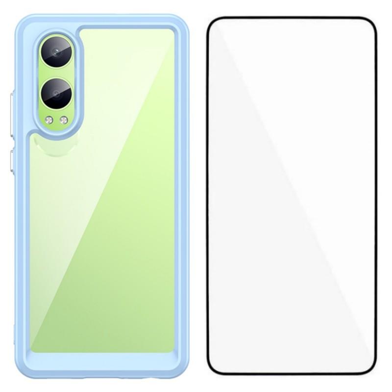 For OnePlus Nord CE4 Lite 5G Phone Case WANLONFENG XC Series TPU Acrylic Cover with Tempered Glass (Big Lens Hole)