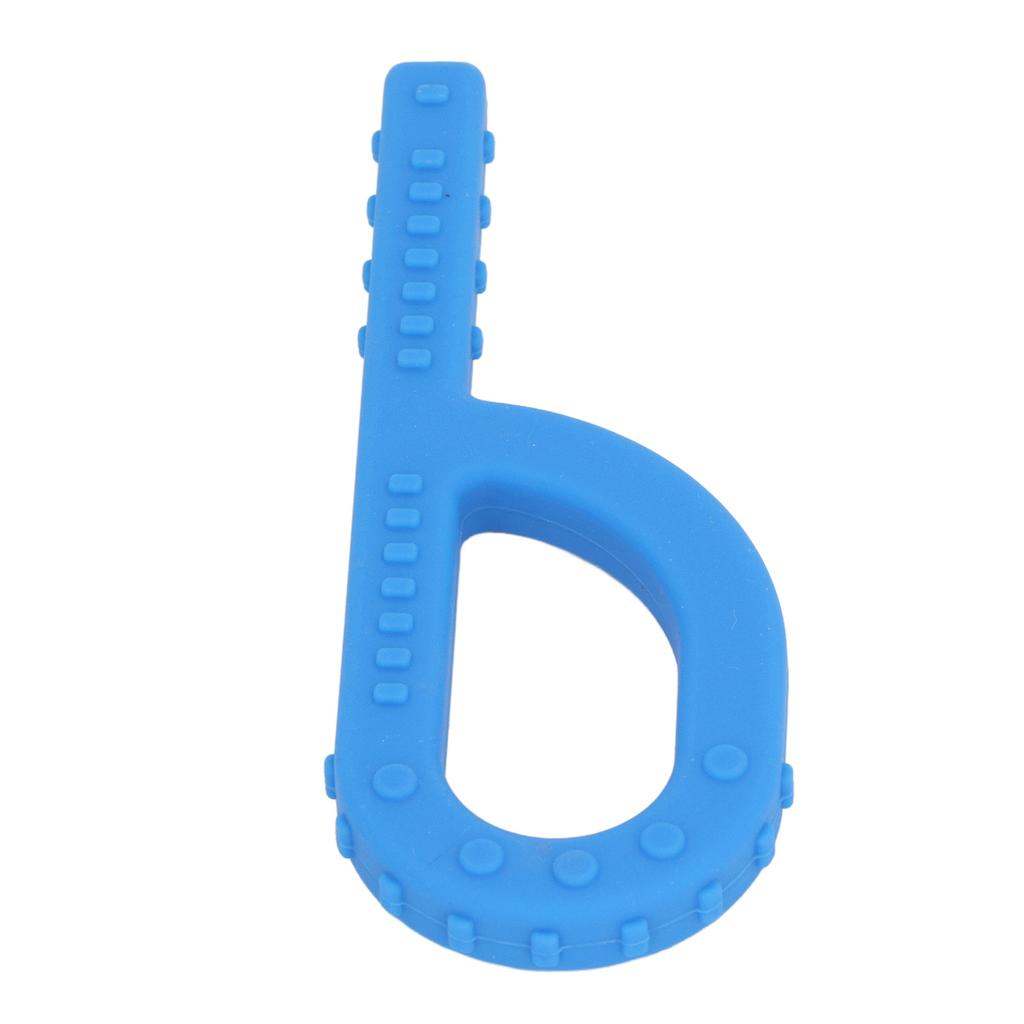 Oral Motor Chew Tool P Shape Silicone Autistic Children Chewers Sensory Hand Held Toy Blue