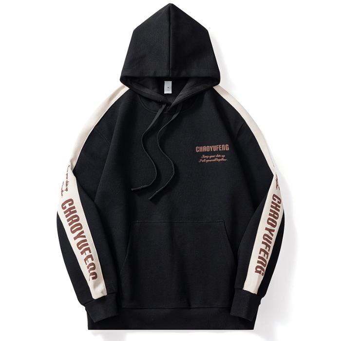 Autumn And Winter Heavy American Contrasting Color Long-Sleeved Hooded Sweater Men'S Loose Large Size Youth Long-Sleeved Casual Jacket Tide