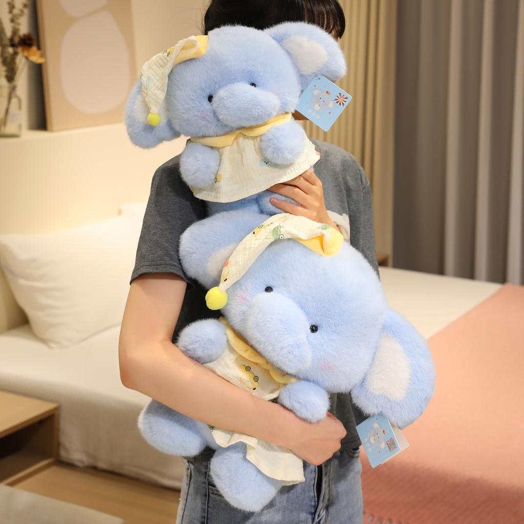 Blue Elephant Gentle Plush Toy Adorable Animal Pajamas Elephant Stuffed Plushies Dolls 1st 2nd 3rd Birth Date Gifts Designed For Girls Babyshower