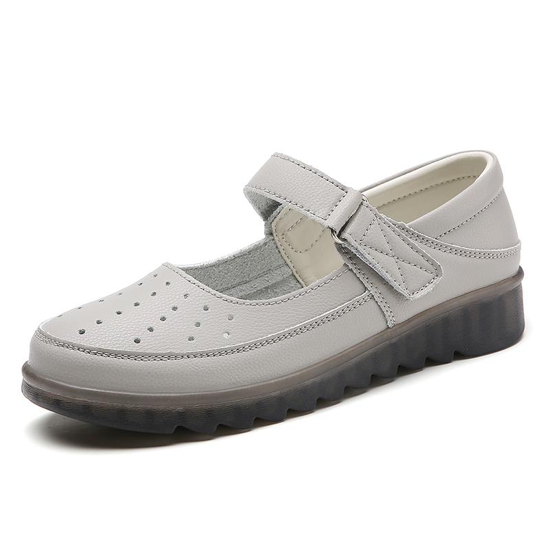 New Shoes for women Nurse Shoes Cushion Sole Leather White Women Flats Ladies sandalias de mujer verano 2024 zapatillas de mujer