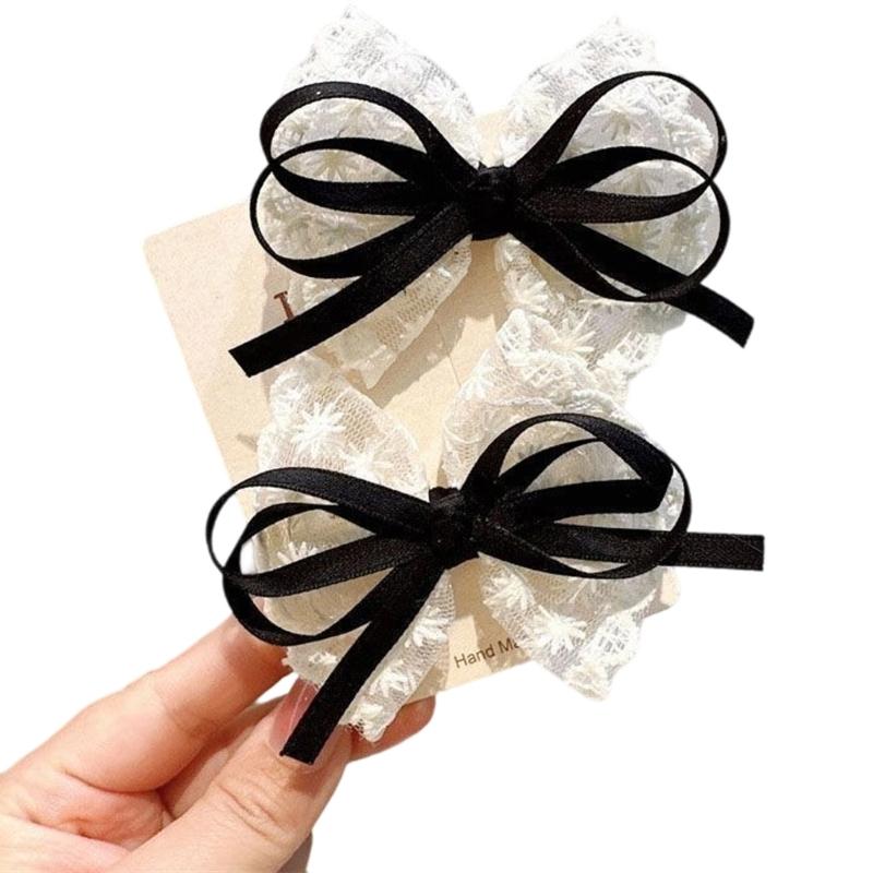 Adorable Lace Trimmed Hair Bows Hairpins for Infants Comfortable Baby Hair Accessories No Slip Grip Handmade Barrettes
